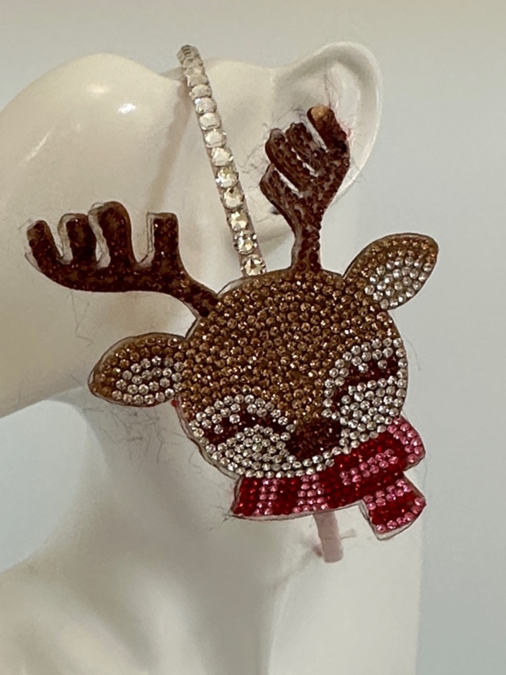 Neiman Marcus Brown and Red Reindeer Rhinestone Kids Headband